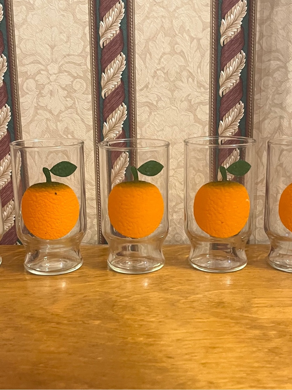 Vtg MCM Textured Orange Juice Glasses - Set of 5